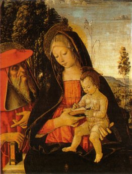 Madonna mit Kind Schreiben und St. Jerome