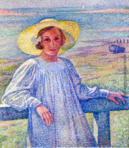 Elisaeth van Rysselberghe in einem Strohhut