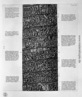 Ansicht der Hauptfassade der Trajanssäule, sechs Bretter zusamme