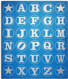 Silber / Blau Alphabet Wand