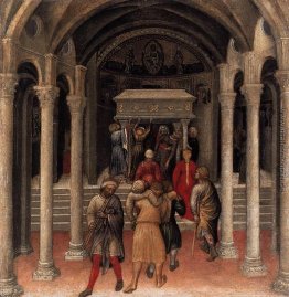 Quaratesi Altarbild, Pilger am Grab des Heiligen Nikolaus von Ba