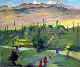 Landschaft mit Blick auf den Berg Ararat