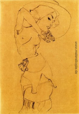 Stehender Akt mit Large Caps (Gertrude Schiele)