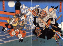 Uchiwakamaru kämpfen Benkei auf Gojo Brücke