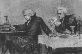 Salieri gießt Gift in ein Mozart-Glas