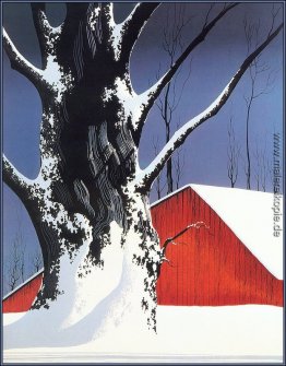 Red Barn und-Schnee-