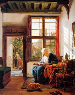 Lesen des alten Frau am Fenster