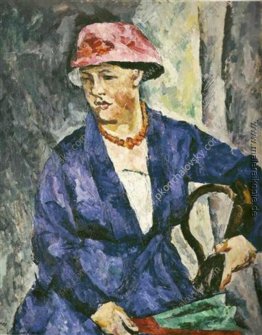 Porträt von Olga Konchalovskaya, Frau des Künstlers, in blau