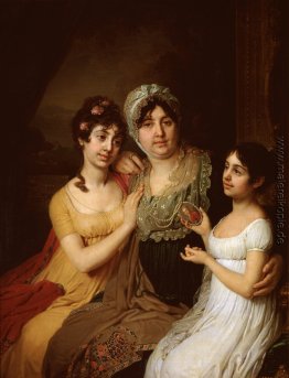 Porträt von A. S. Bezborodko mit Töchtern