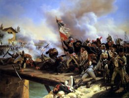 Napoleon Bonaparte führenden seine Truppen über die Brücke von A