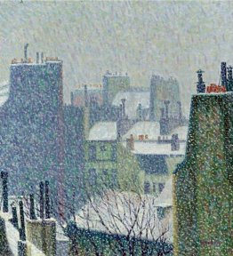 Die Dächer von Paris im Schnee