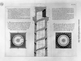 Vertikalschnitt der Säule Trajan, mit sechs Werken in verschiede