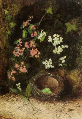 Still Life of Birds Nest mit Primeln und Blossom