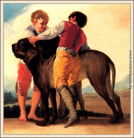 Jungen mit Mastiff