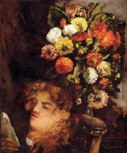 Kopf einer Frau mit Blumen