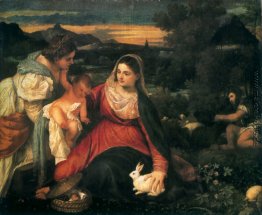 Madonna und Kind mit St. Katharina und ein Kaninchen