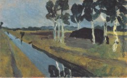 Grauen Landschaft mit Sumpf-Kanal-