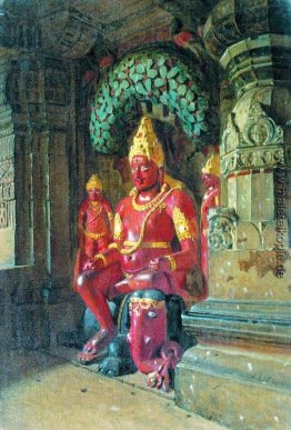 Statue von Vishnu in dem Tempel in Ellora Indra