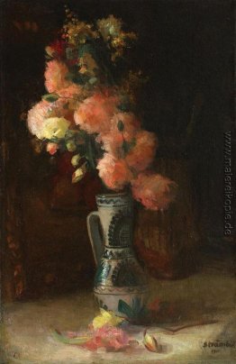 Vase mit Rosen und Chrysanthemen