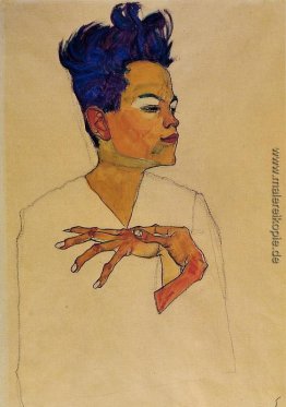 Selbstporträt mit Hand an der Brust