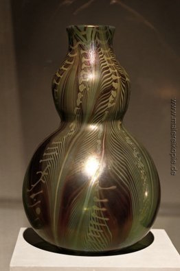 Doppel Kürbis-förmigen Vase mit stilisierten Blättern