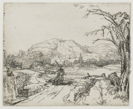 Landschaft mit Hirten und einem Hund