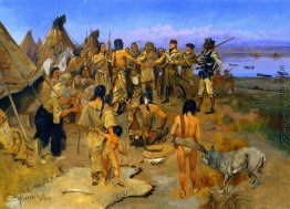 Lewis und Clark Meeting die Mandan-Indianer