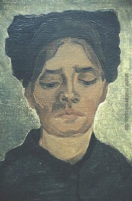 Kopf einer ländlichen Frau mit dunkler Kappe