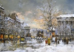 Omnibus auf der Place de la Madeleine, Winter