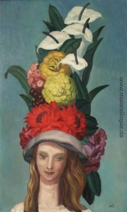 Frau mit Blumenhut