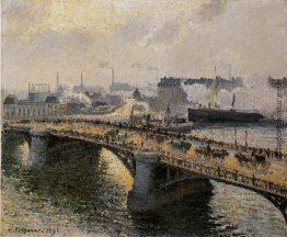 Der Pont Boieldieu, Rouen, Sonnenuntergang, Misty Wetter