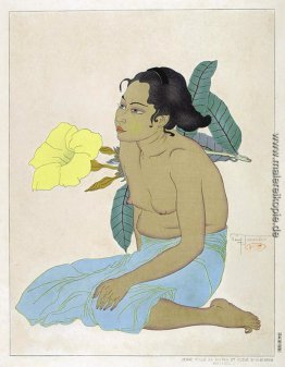 Jeune Fille De Saipan Et Fleurs D'Hibiscus. Marianes