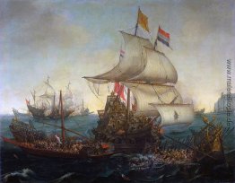 Niederländische Schiffe Ramming spanischen Galeeren vor der fläm