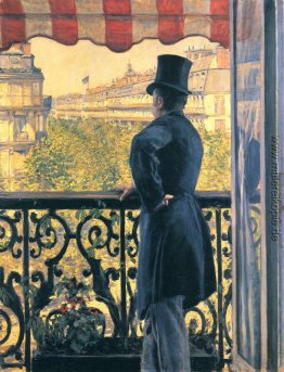 Mann auf einem Balkon, Boulevard Haussmann