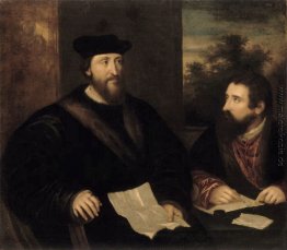 Französisch Kardinal Georges d`Armagnac und seine Sekretärin G.