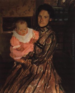 Portrait Y.E. Kustodieva mit Sohn