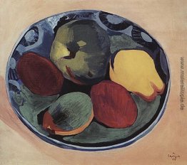 Fruits auf der blauen Platte