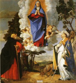 Asolo Altarbild, Hauptfeld: Szene der Himmelfahrt mit St. Antoni