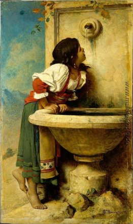 Fille à la fontaine romaine