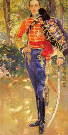 Porträt von König Alfonso XIII in der Uniform der Hussars