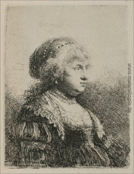 Rembrandt`s Frau mit Perlen in ihrem Haar