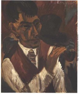 Porträt von Otto Mueller mit Pfeife
