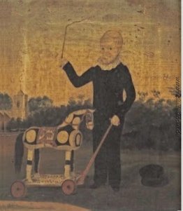 Junge Junge mit Spielzeug-Pferd