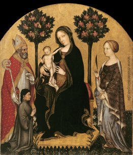 Thronende Maria mit Kind, Heiligen und einem Stifter