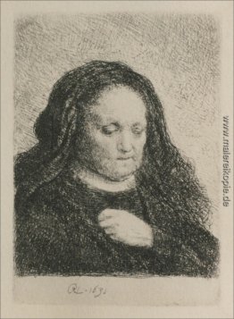 Rembrandt`s Mutter in einem schwarzen Kleid, als Kleine Upright