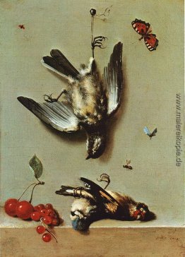 Nature morte avec oiseux morts et cerises