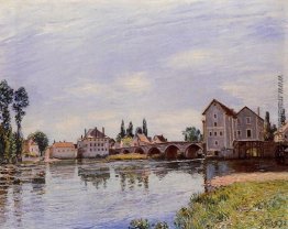 Der Loing Fließen unter der Moret Brücke