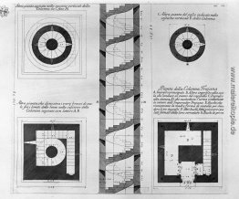 Vertikalschnitt der Säule Trajan, mit sechs Werken in verschiede