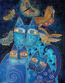 Blue Cats mit Schmetterlingen