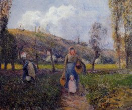 Ländliche Frau und Kind Ernte der Felder, Pontoise